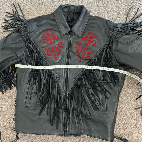 Unik Vintage Rose Fringe Motorcycle Women’s Jacket - Picture 15 of 16